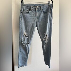 Rag & Bone Dre Capri Distressed Light Blue Women's Jeans
